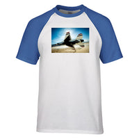Thumbnail for Turning Right Fighter Jet 16 Designed Raglan T-Shirts