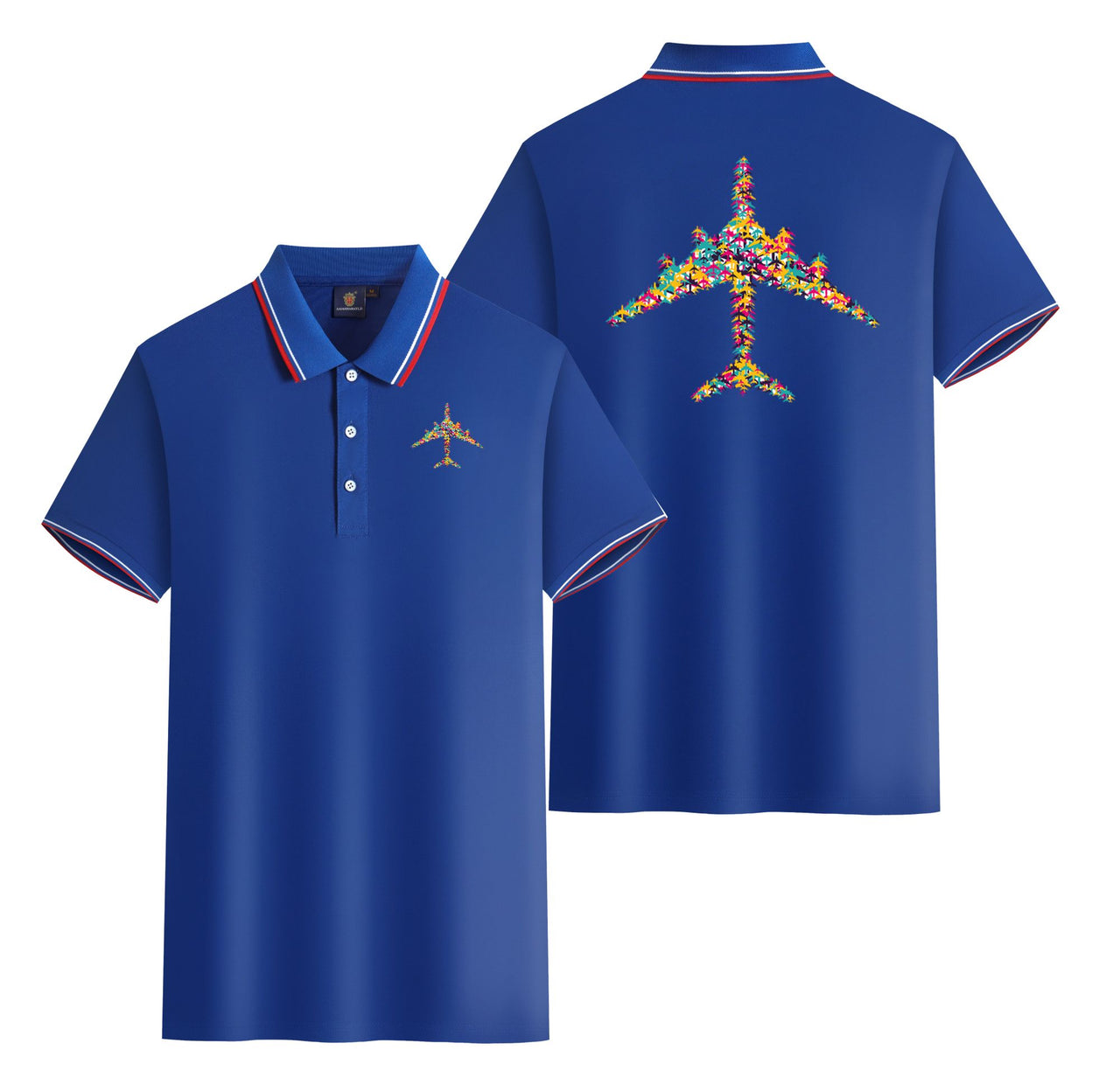 Colourful Airplane Designed Stylish Polo T-Shirts (Double-Side)