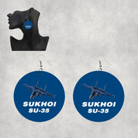 Thumbnail for The Sukhoi SU-35 Designed Wooden Drop Earrings
