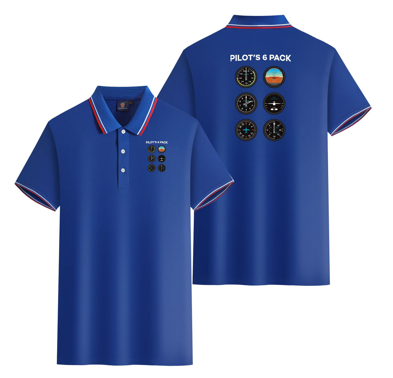 Pilot's 6 Pack Designed Stylish Polo T-Shirts (Double-Side)