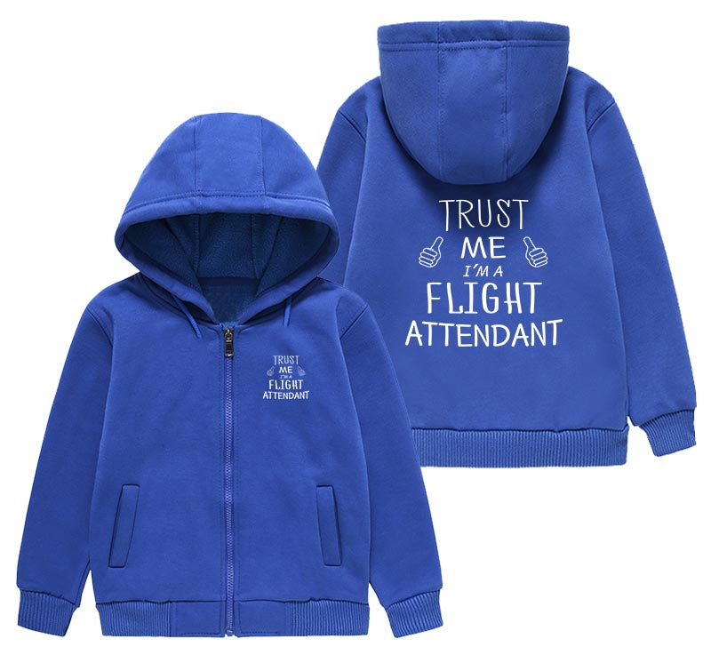 Trust Me I'm a Flight Attendant Designed "CHILDREN" Zipped Hoodies