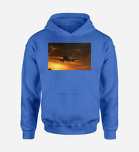 Thumbnail for Beautiful Aircraft Landing at Sunset Designed Hoodies