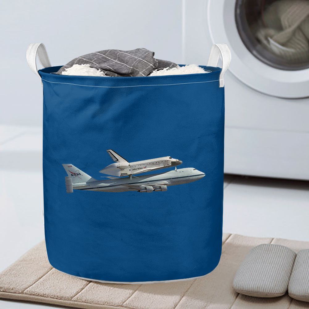 Space shuttle on 747 Designed Laundry Baskets