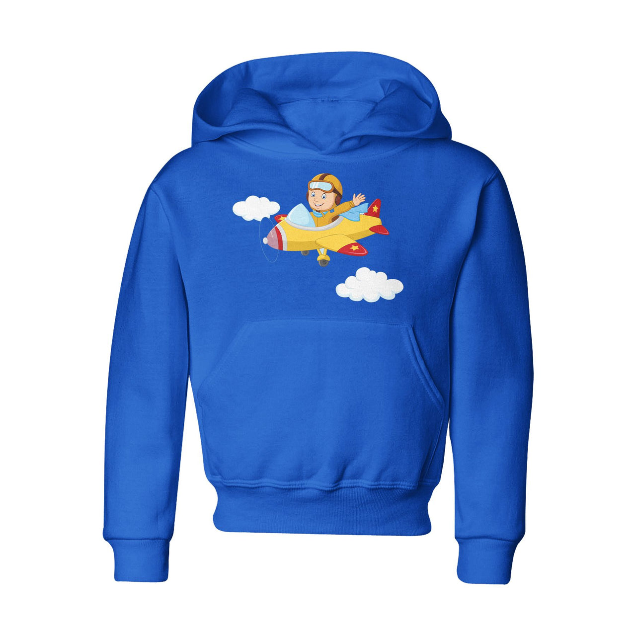 Cartoon Little Boy Operating Plane Designed "CHILDREN" Hoodies