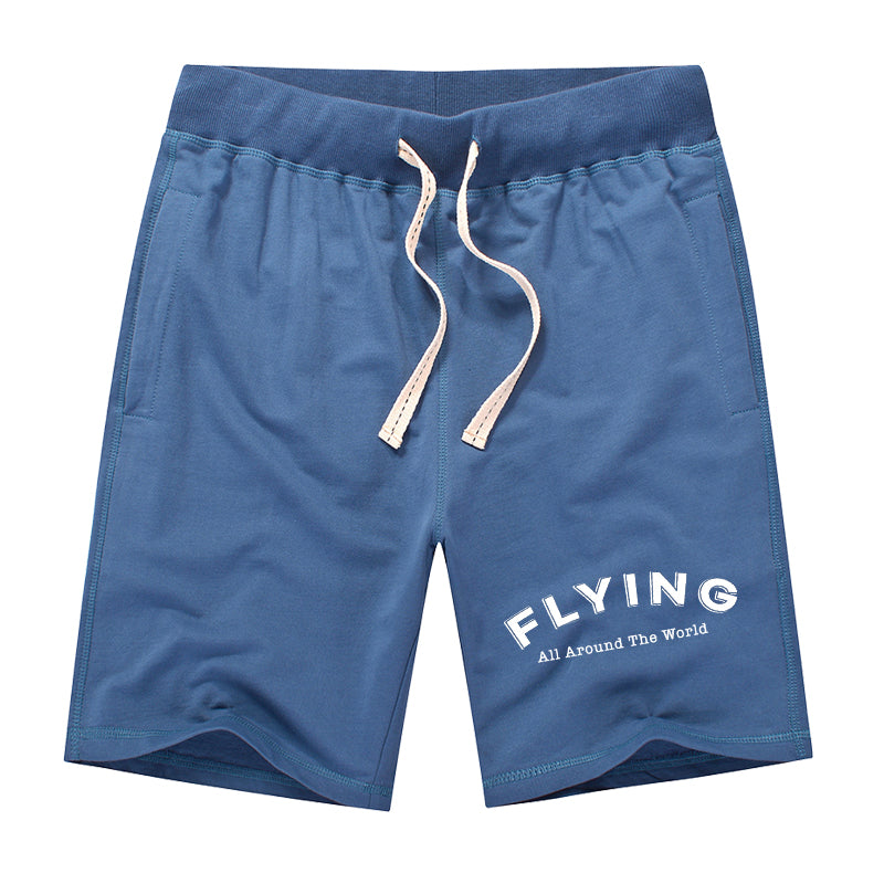 Flying All Around The World Designed Cotton Shorts