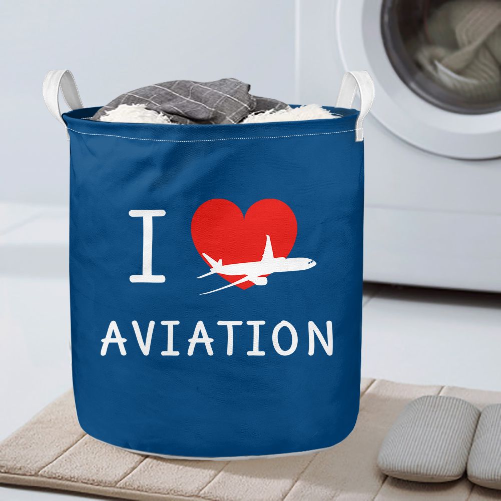 I Love Aviation Designed Laundry Baskets