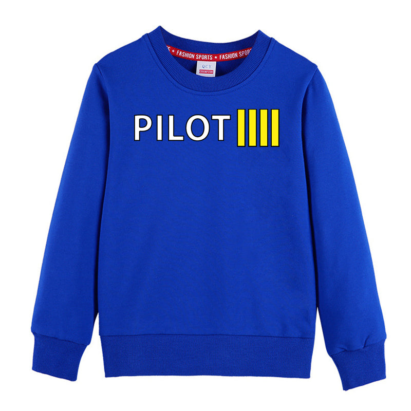 Pilot & Stripes (4 Lines) Designed "CHILDREN" Sweatshirts