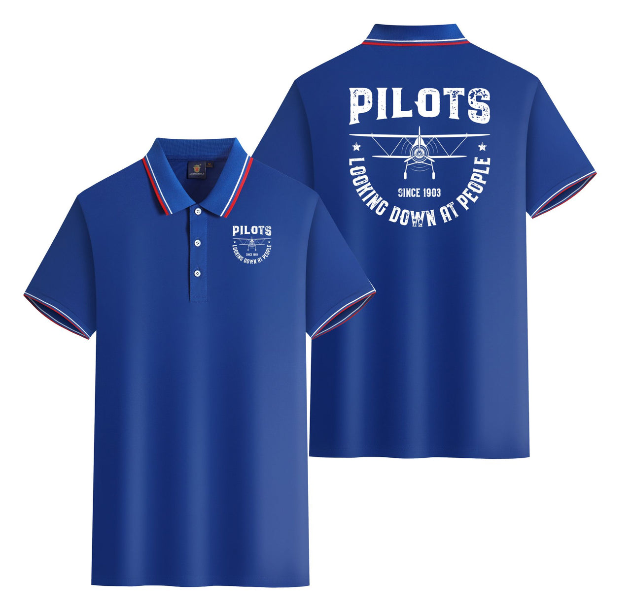 Pilots Looking Down at People Since 1903 Designed Stylish Polo T-Shirts (Double-Side)