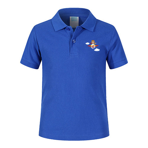Cartoon Little Boy Operating Plane (Edition 2) Designed Children Polo T-Shirts