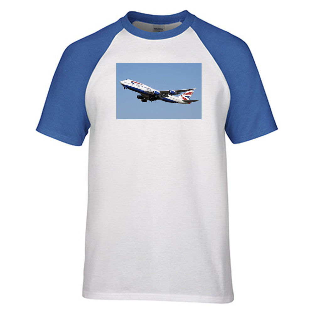 Departing British Airways Boeing 747 Designed Raglan T-Shirts