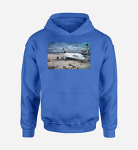 Thumbnail for Lufthansa's A380 At The Gate Designed Hoodies