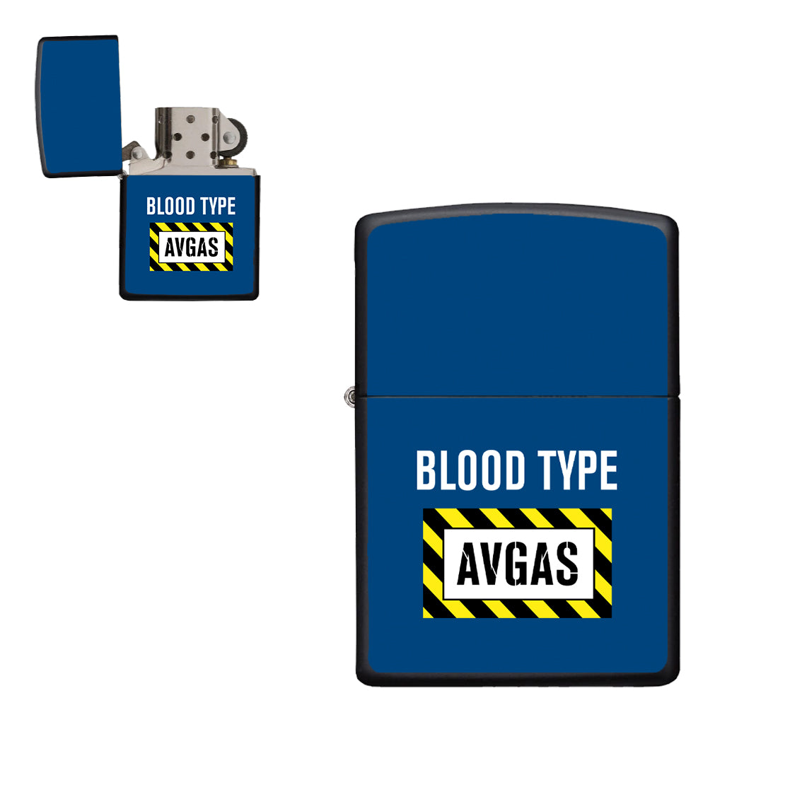 Blood Type AVGAS Designed Metal Lighters