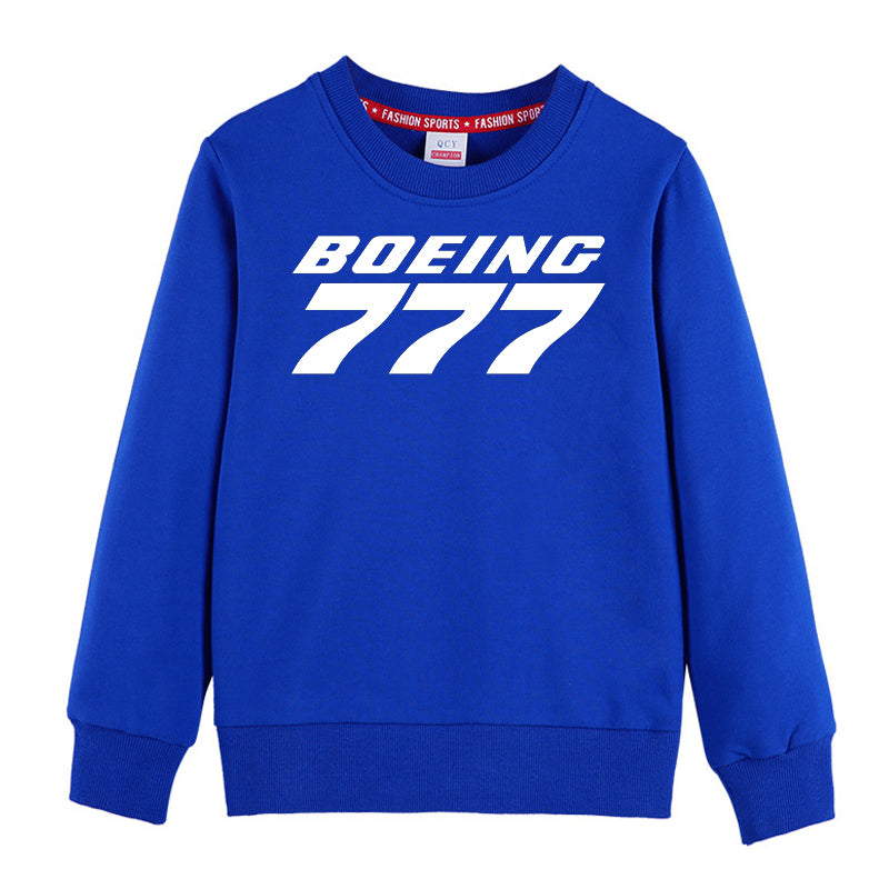 Boeing 777 & Text Designed "CHILDREN" Sweatshirts