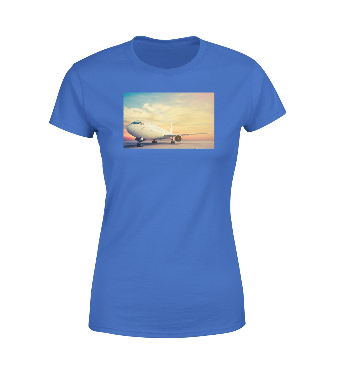 Parked Aircraft During Sunset Designed Women T-Shirts