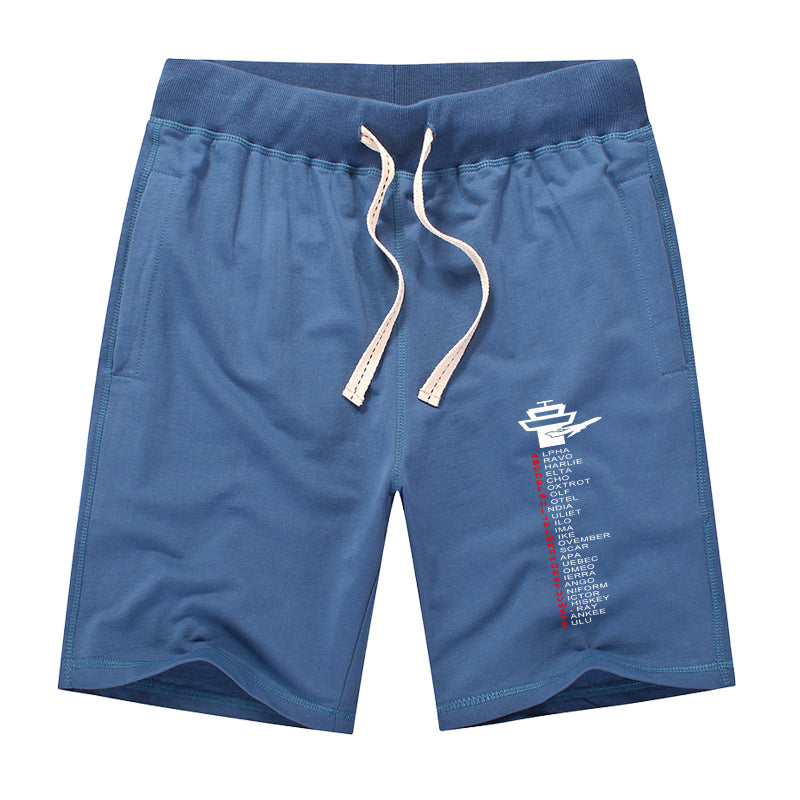 Aviation Alphabet Designed Cotton Shorts