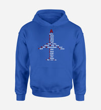 Thumbnail for Airplane Shape Aviation Alphabet Designed Hoodies