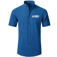 Thumbnail for A380 Flat Text Designed Short Sleeve Shirts