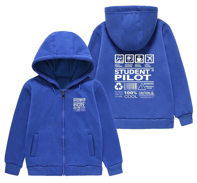 Student Pilot Label Designed "CHILDREN" Zipped Hoodies