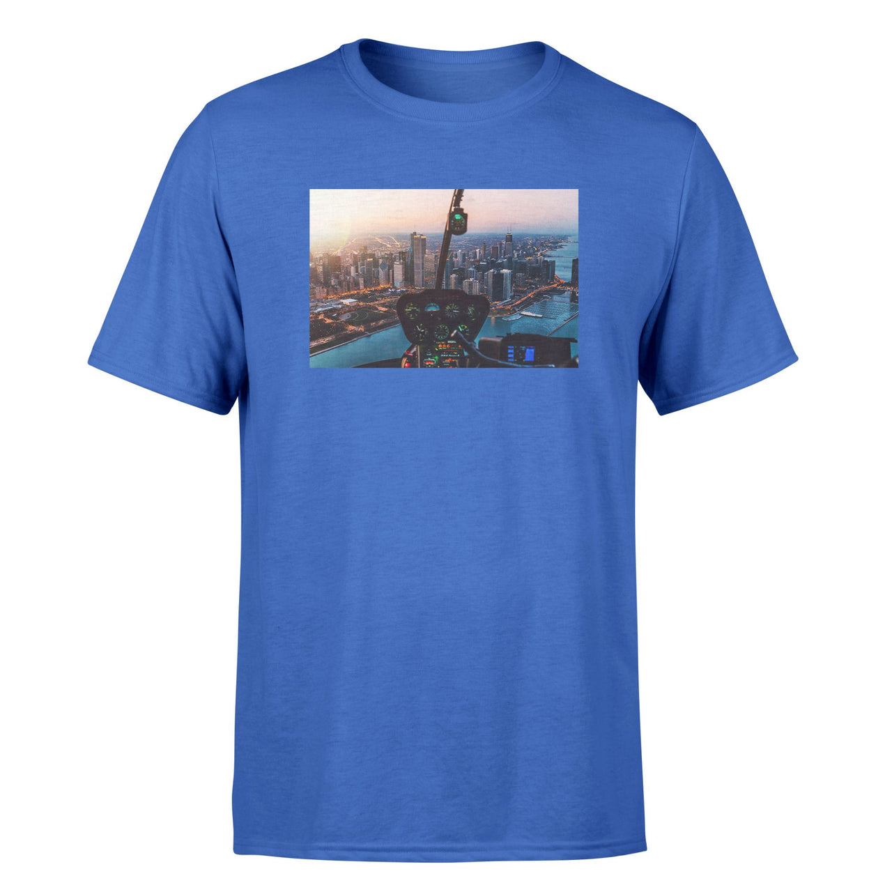 Amazing City View from Helicopter Cockpit Designed T-Shirts