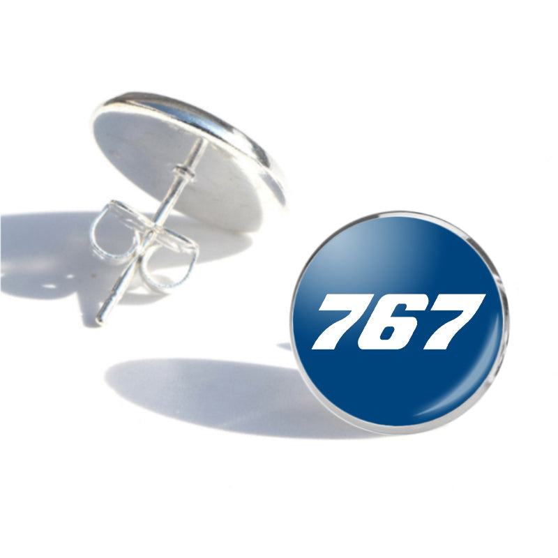 767 Flat Text Designed Stud Earrings