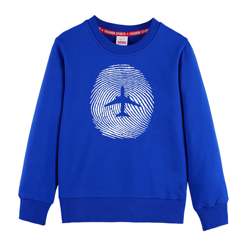 Aviation Finger Print Designed "CHILDREN" Sweatshirts