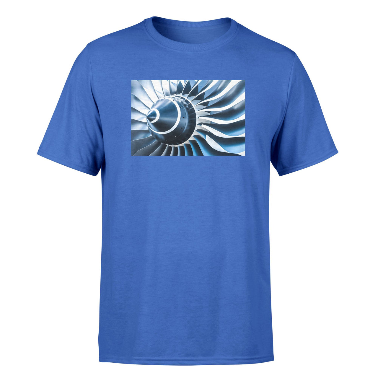 Blue Toned Super Jet Engine Blades Closeup Designed T-Shirts