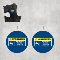 Thumbnail for Warning May Constantly Talk About Aviation Designed Wooden Drop Earrings