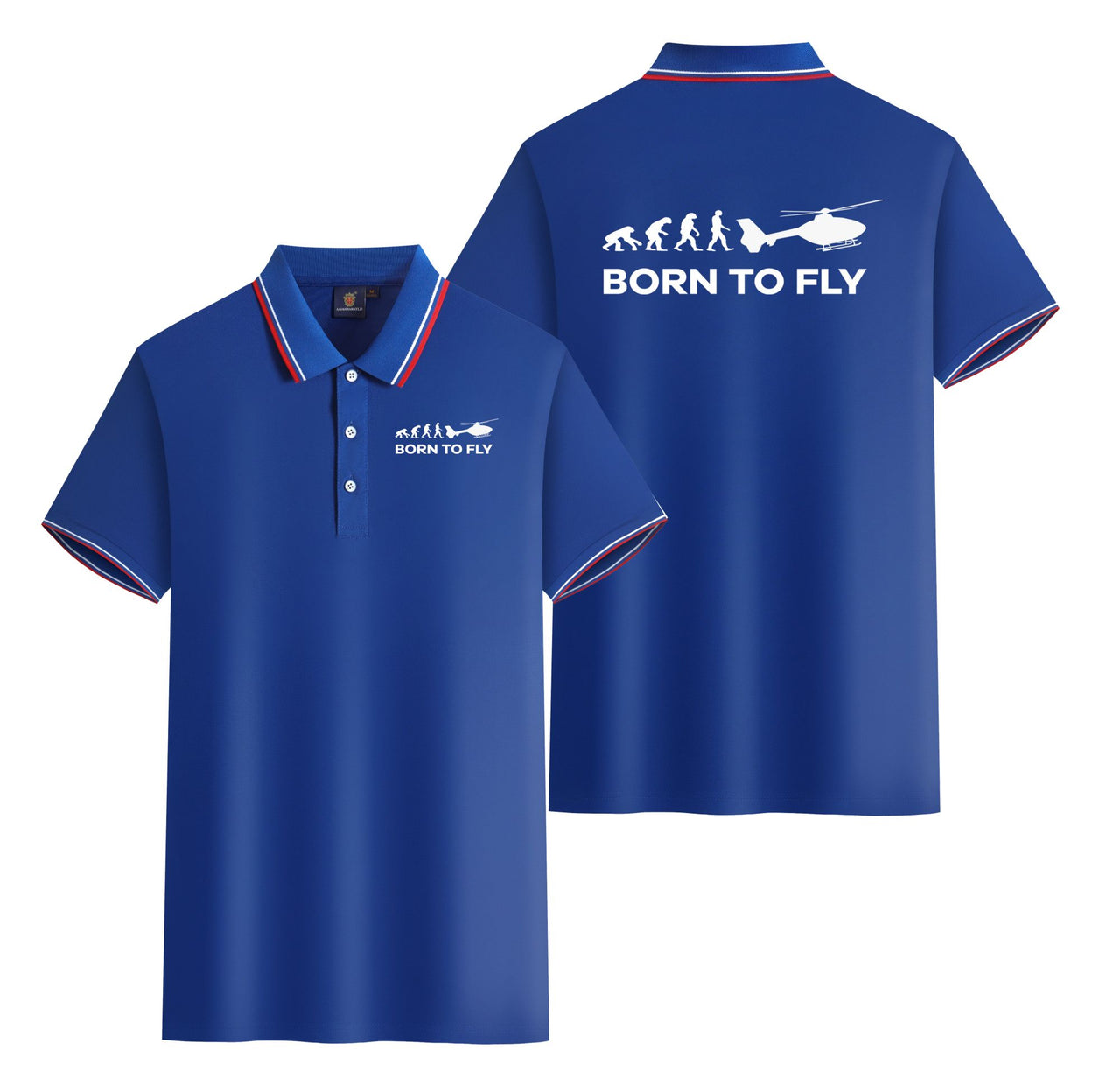 Born To Fly Helicopter Designed Stylish Polo T-Shirts (Double-Side)
