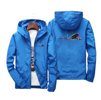 Thumbnail for Multicolor Airplane Designed Thin Windbreaker Jackets