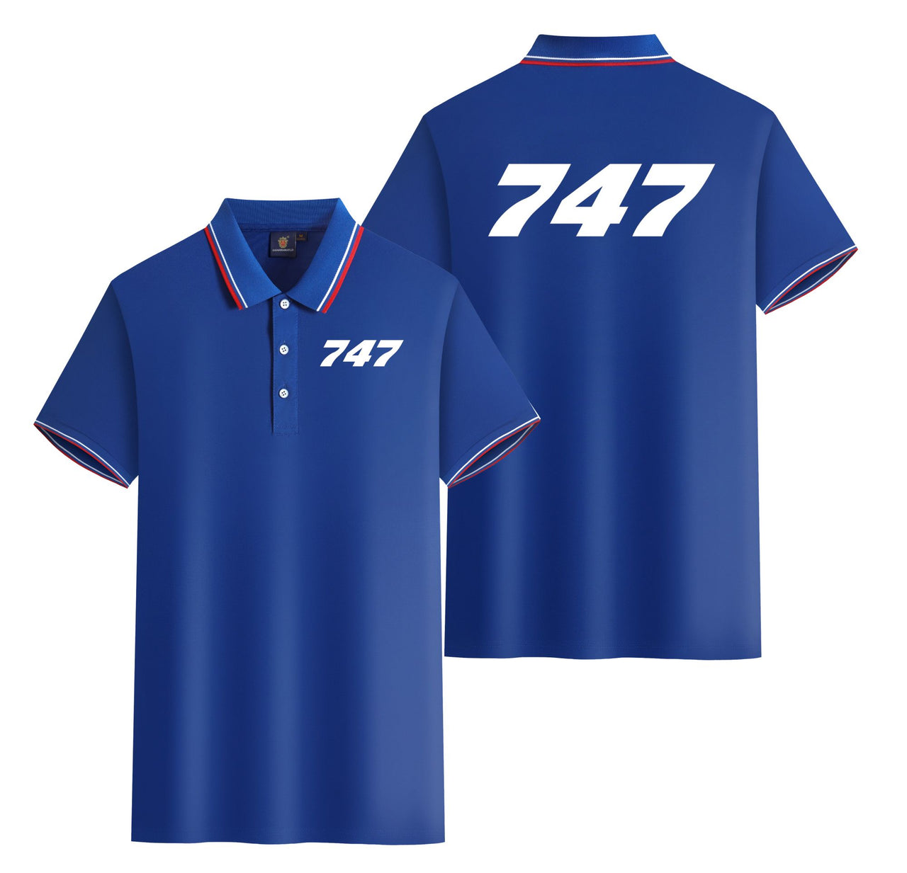 747 Flat Text Designed Stylish Polo T-Shirts (Double-Side)