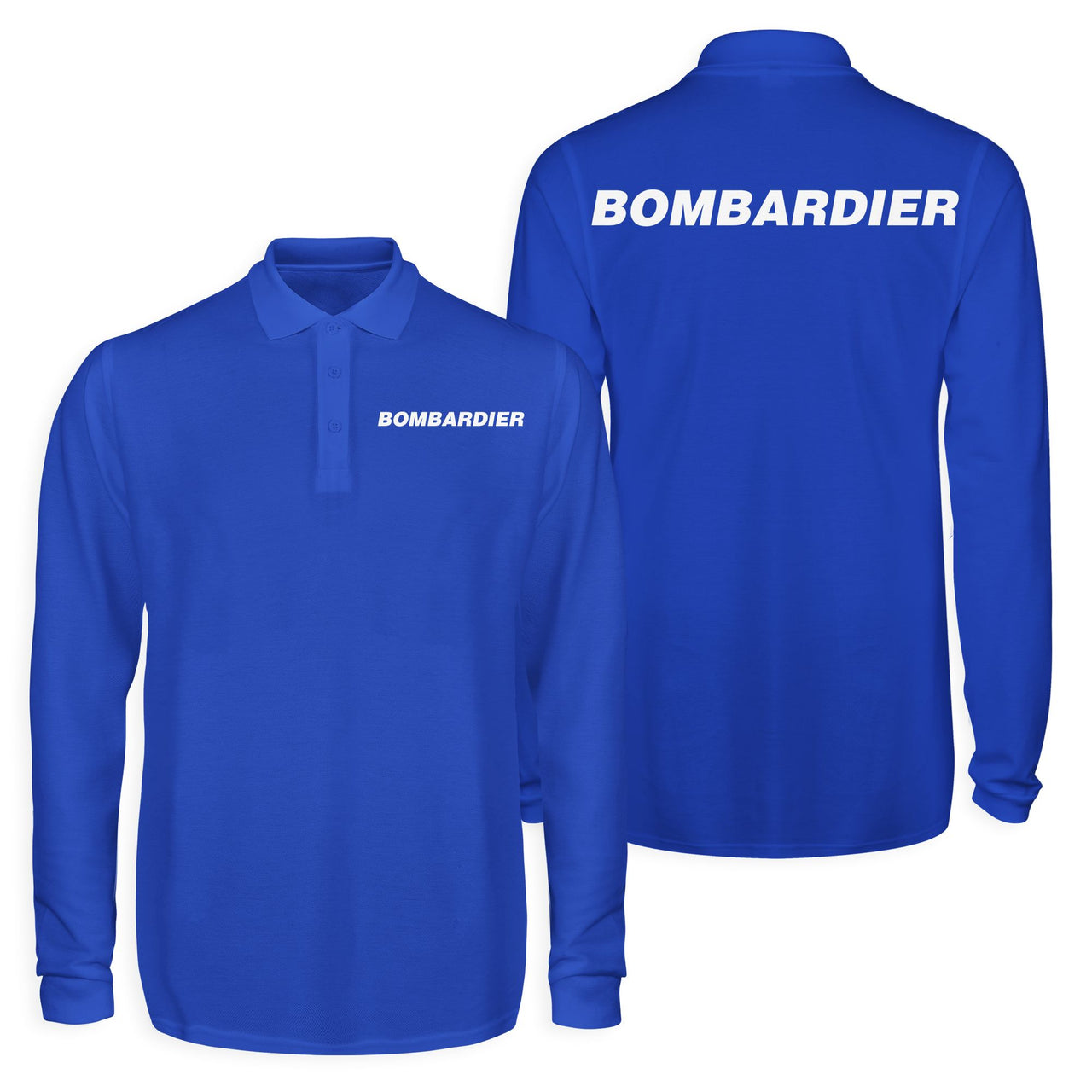 Bombardier & Text Designed Long Sleeve Polo T-Shirts (Double-Side)