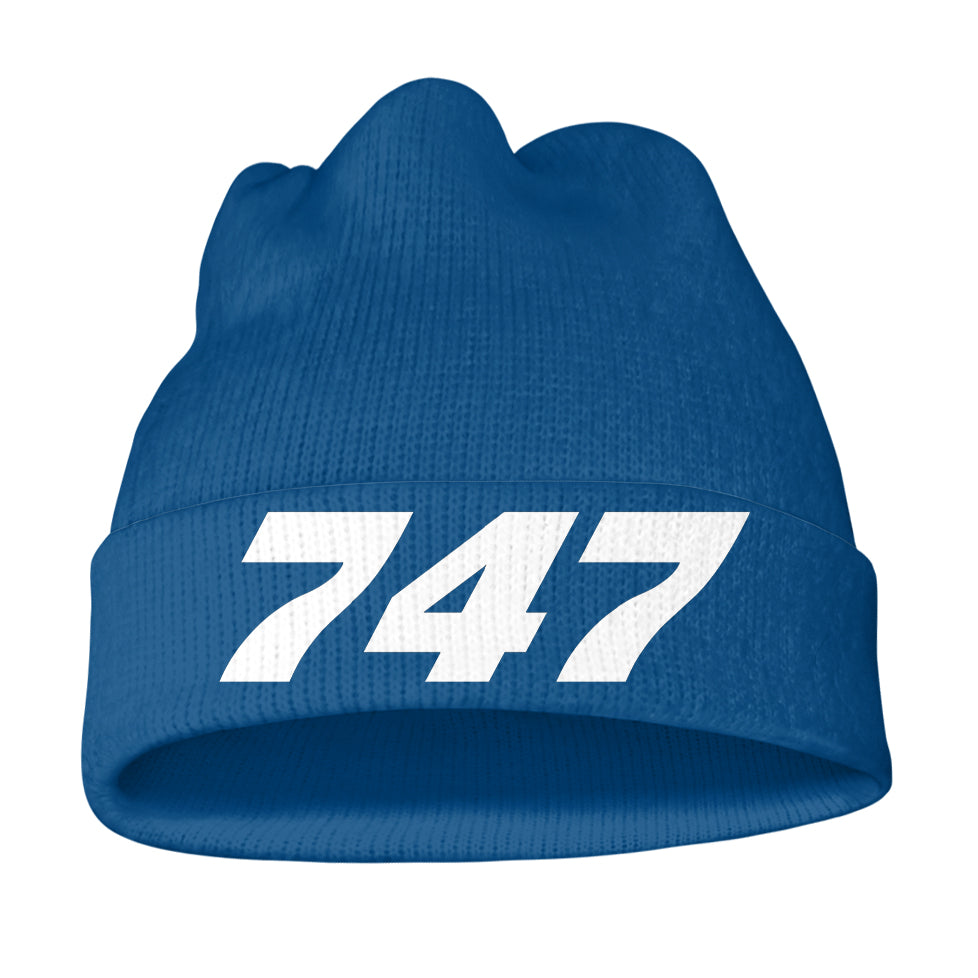 747 Flat Text Knit 3D Beanies