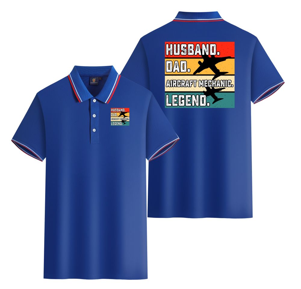 Husband & Dad & Aircraft Mechanic & Legend Designed Stylish Polo T-Shirts (Double-Side)
