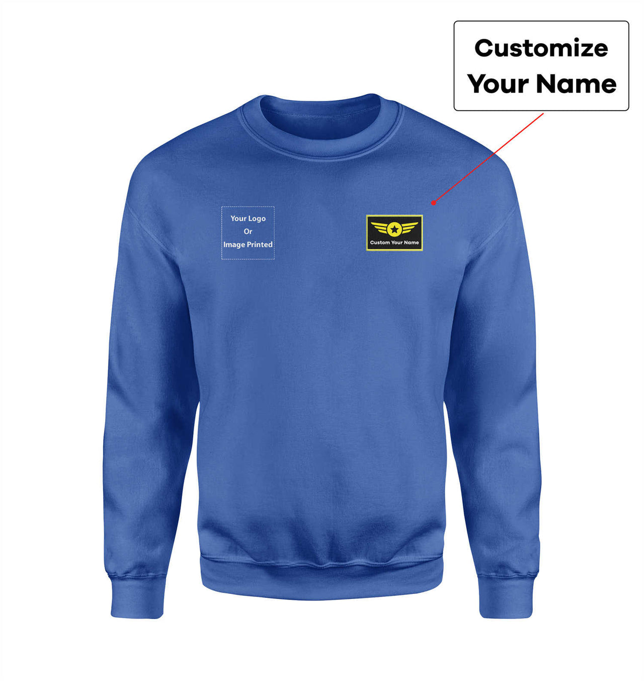 Side Your Custom Logos & Name (Special Badge) Designed Sweatshirts