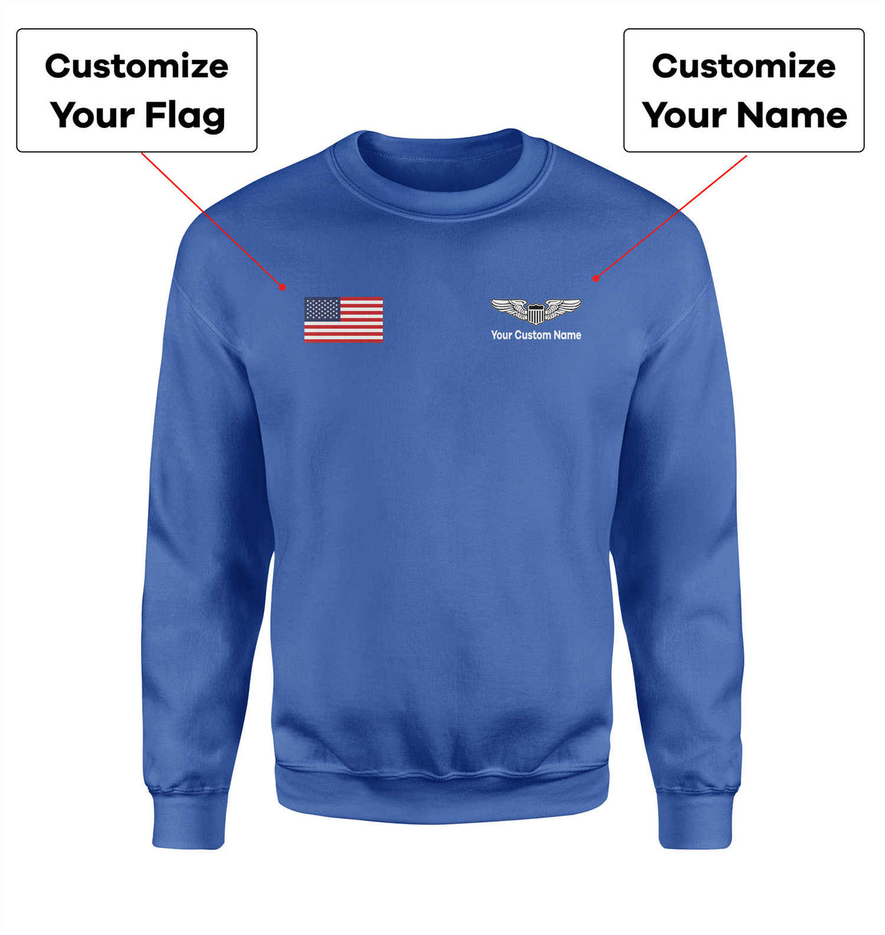 Custom Flag & Name with (Military Badge) Designed 3D Sweatshirts