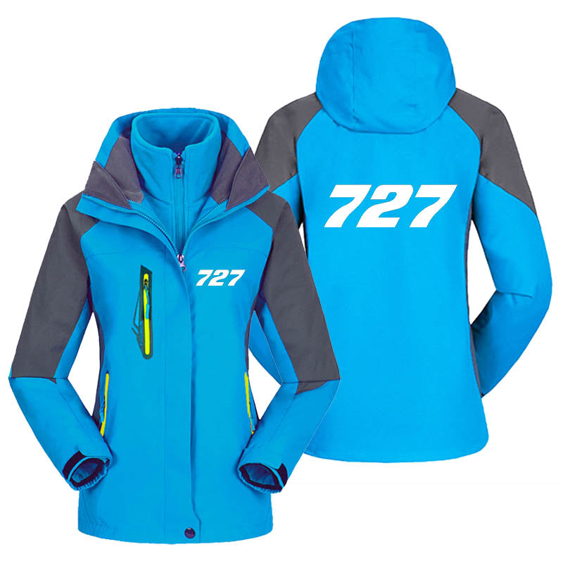 727 Flat Text Designed Thick "WOMEN" Skiing Jackets