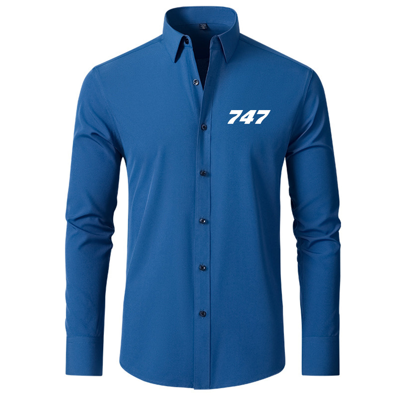 747 Flat Text Designed Long Sleeve Shirts