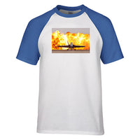 Thumbnail for Face to Face with Air Force Jet & Flames Designed Raglan T-Shirts
