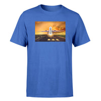 Thumbnail for Amazing Departing Aircraft Sunset & Clouds Behind Designed T-Shirts