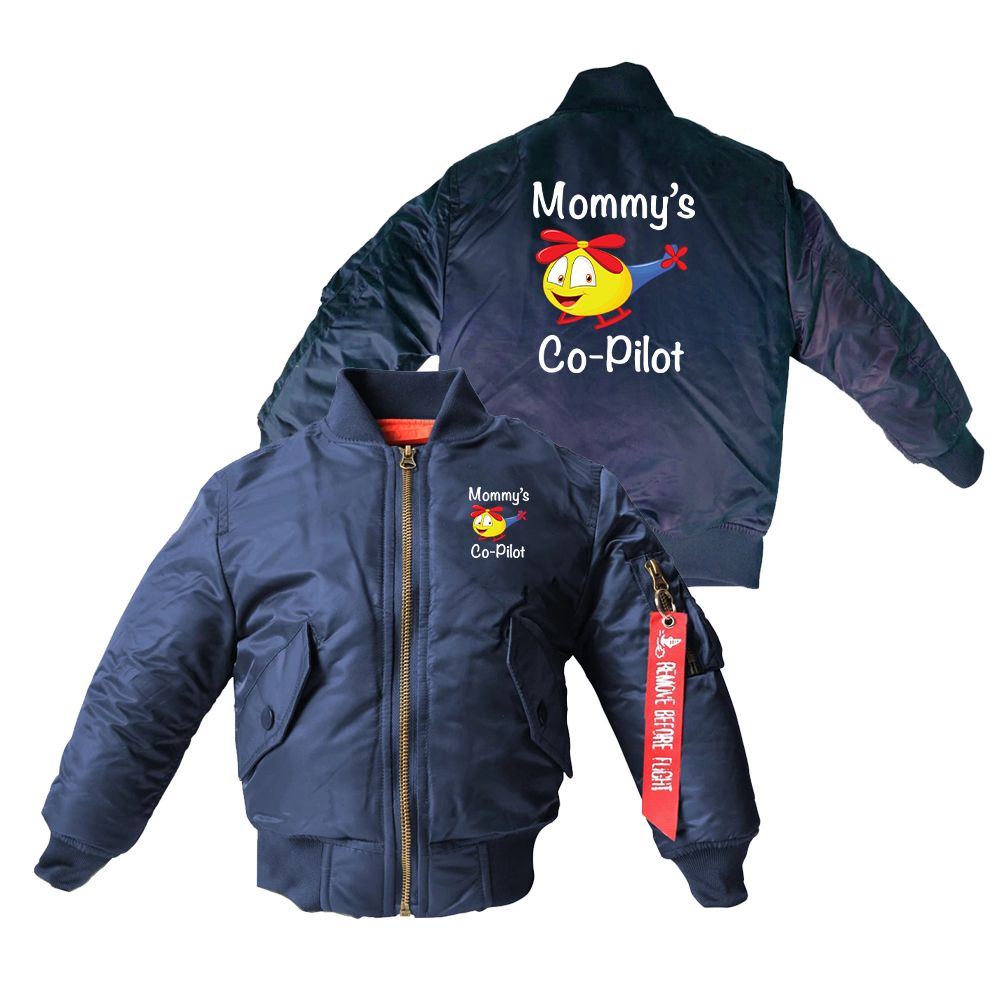 Mommy's Co-Pilot (Helicopter) Designed Children Bomber Jackets