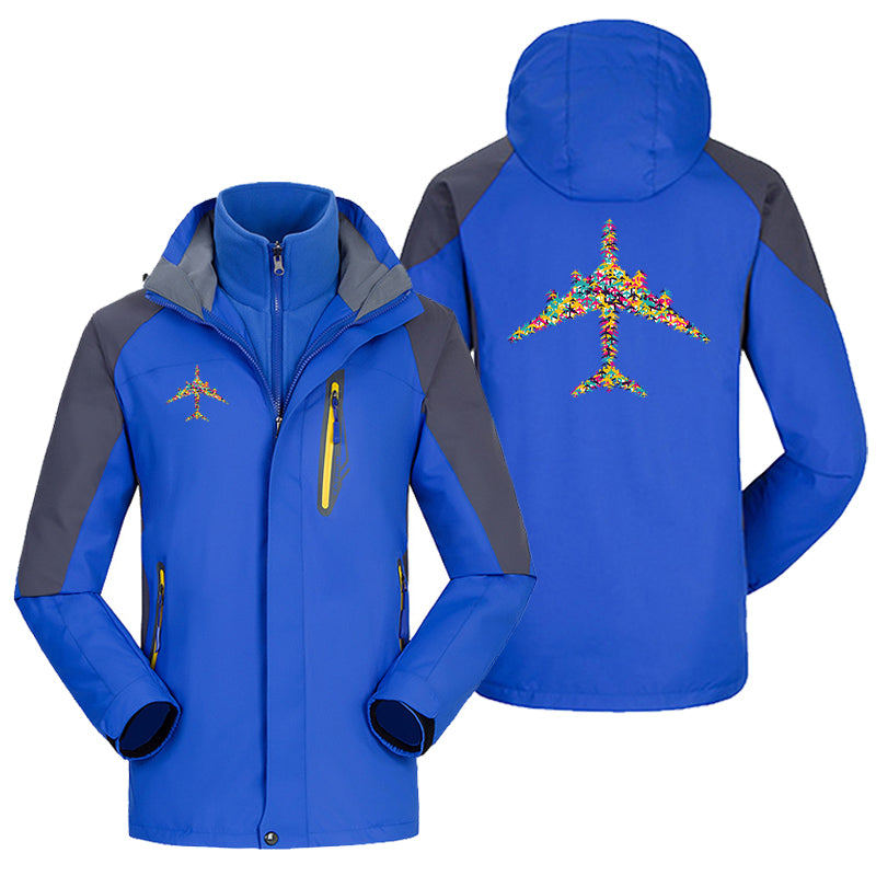 Colourful Airplane Designed Thick Skiing Jackets