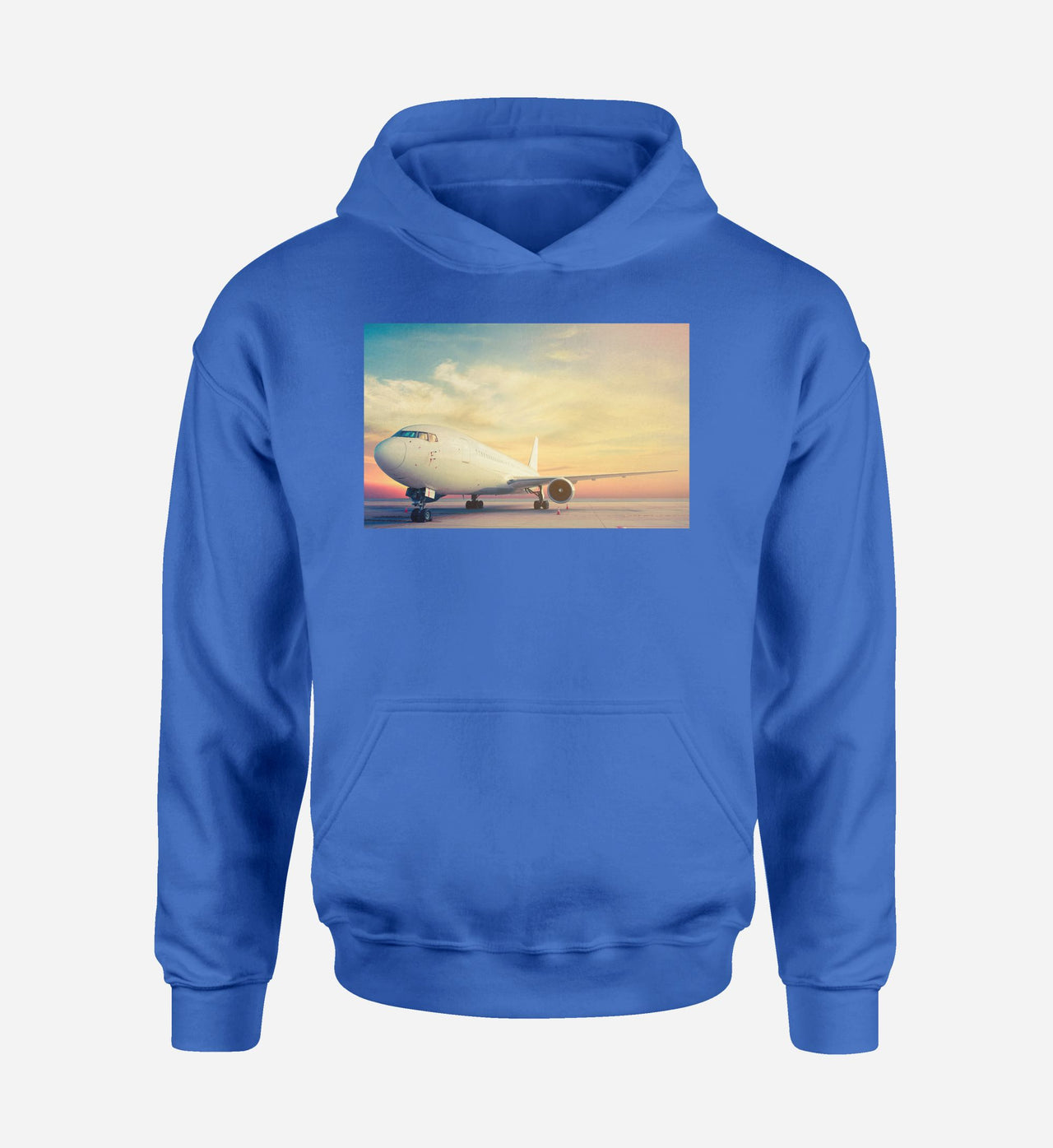 Parked Aircraft During Sunset Designed Hoodies