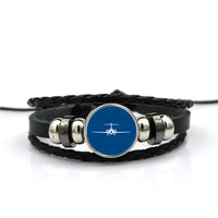 Thumbnail for Boeing 717 Silhouette Designed Leather Bracelets
