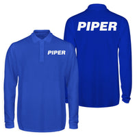 Thumbnail for Piper & Text Designed Long Sleeve Polo T-Shirts (Double-Side)