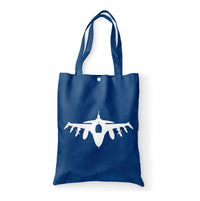 Thumbnail for Fighting Falcon F16 Silhouette Designed Tote Bags