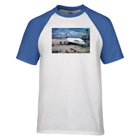 Thumbnail for Lufthansa's A380 At The Gate Designed Raglan T-Shirts