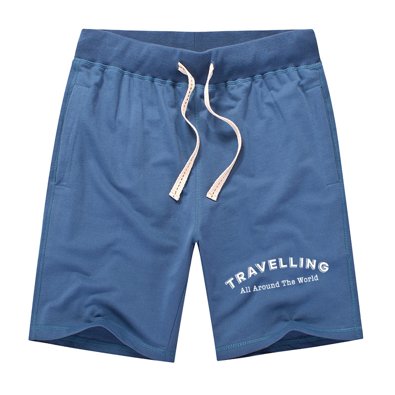 Travelling All Around The World Designed Cotton Shorts