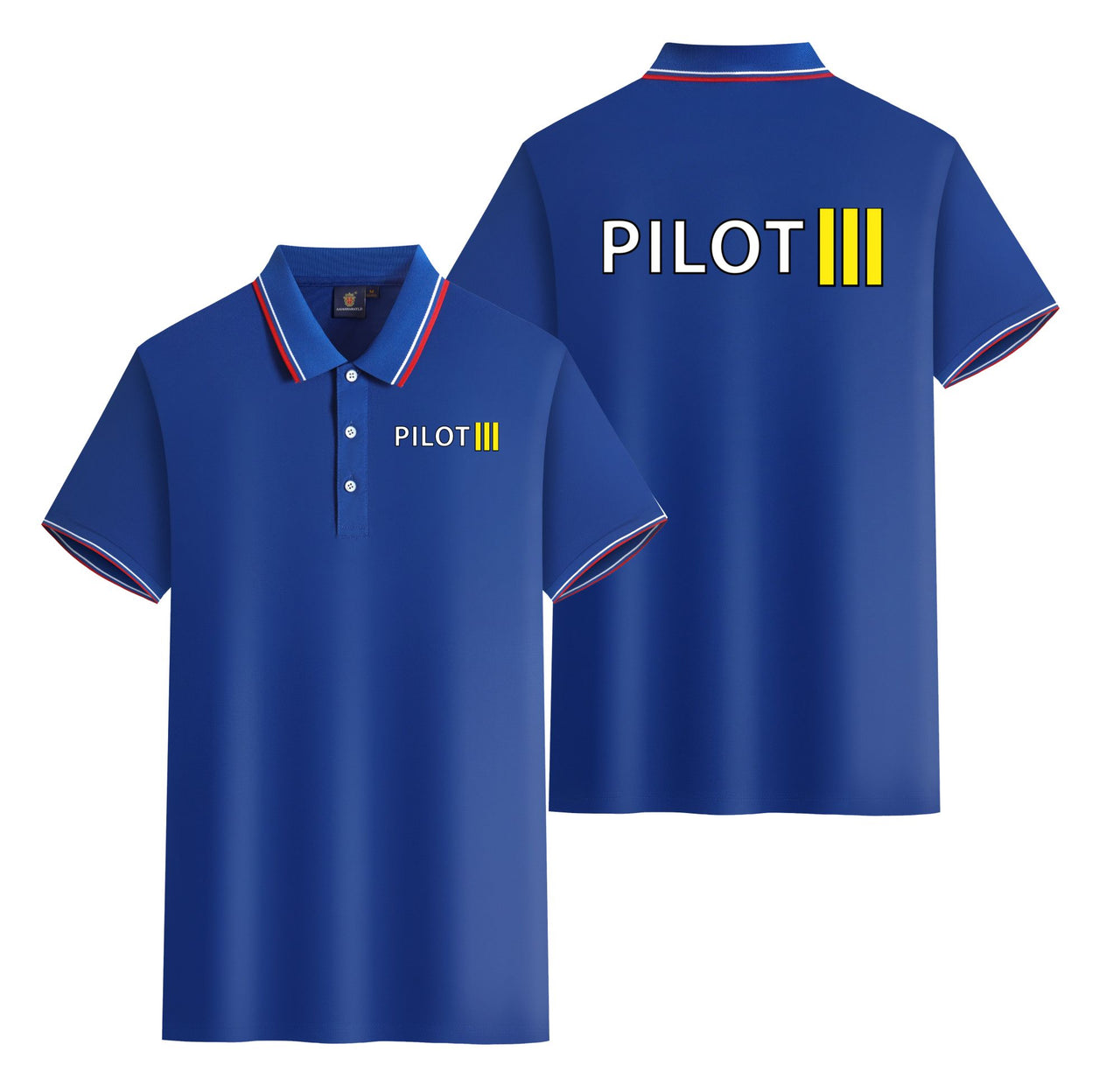 Pilot & Stripes (3 Lines) Designed Stylish Polo T-Shirts (Double-Side)