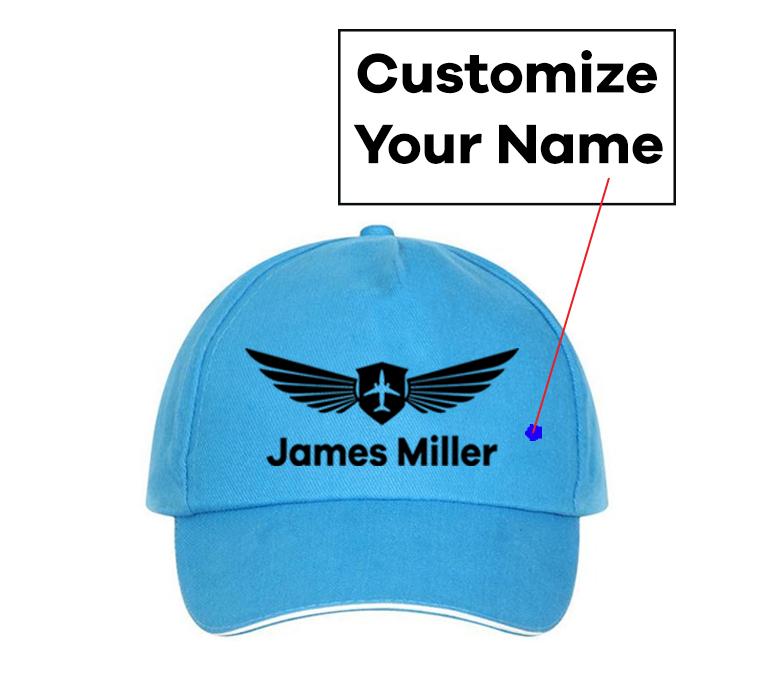 Customizable Name & Badge Designed Hats Pilot Eyes Store Blue 