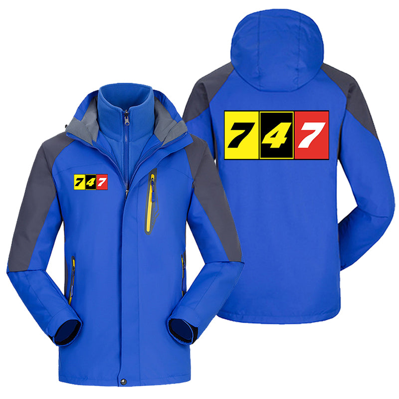 Flat Colourful 747 Designed Thick Skiing Jackets